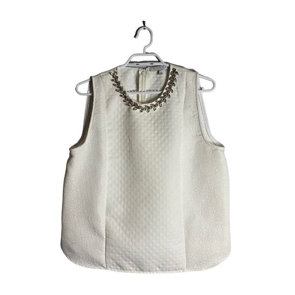 Chaus Women's Off-White Embellished Quilted Sleeveless Top - Picture 1 of 6